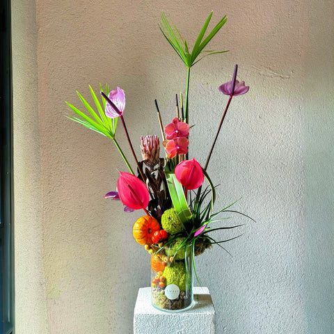 Tropical Paradise Arrangement in Glass Vase