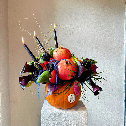 Midnight Harvest Pumpkin Candle Arrangement