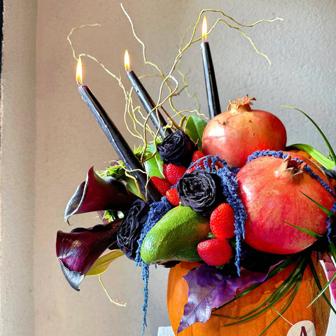 Midnight Harvest Pumpkin Candle Arrangement